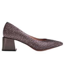 Marco Shoes Elegante Pumps aus geprägtem Leder grau