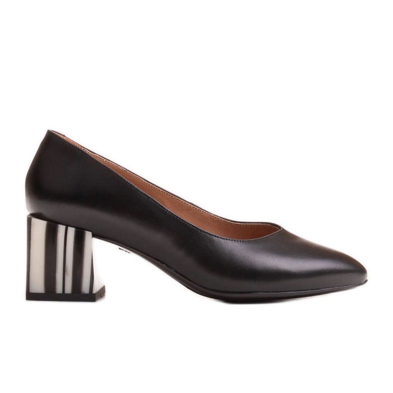 Marco Shoes Schwarze Lederpumps mit Zebrastreifenabsatz