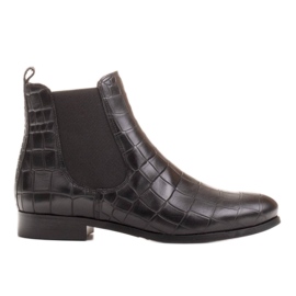 Marco Shoes Flache Lederstiefelette mit elastischem Gummi im Obermaterial schwarz