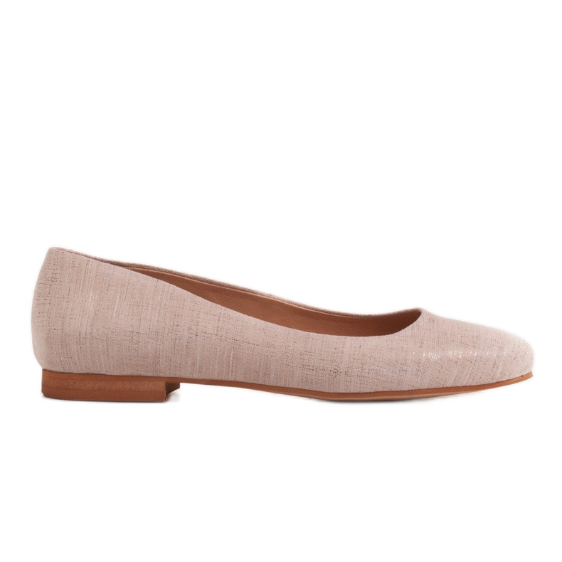 Marco Shoes Beige Lederballerinas mit Metallic-Akzent