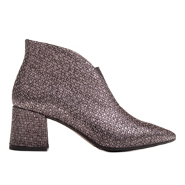 Marco Shoes 1460B schmale graue Lederstiefelette mit Obermaterial aus Gummi