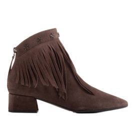 Marco Shoes Originelle Wildlederstiefel mit dekorativen Fransen braun