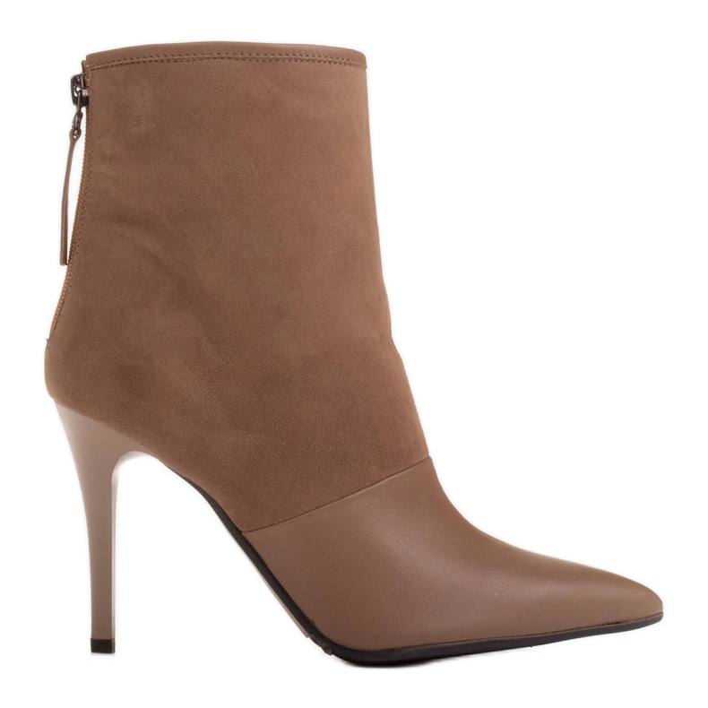 Marco Shoes Damenstiefel mit hohem Absatz in einer Kombination aus Leder und Wildleder beige