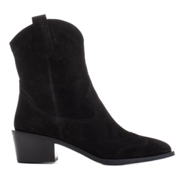 Marco Shoes Schwarze Cowboystiefel aus naturbelassenem Wildleder ohne Isolierung