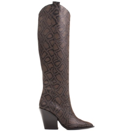 Marco Shoes Hohe Stiefel für Damen, Cowboystiefel aus echtem Leder braun