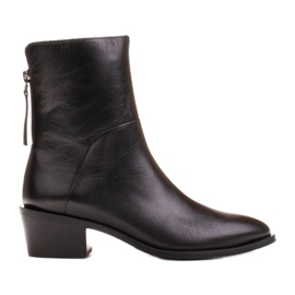 Marco Shoes Schwarze Lederstiefelette mit verstellbarem Schaftumfang