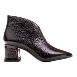 Marco Shoes 1460B schmale schwarze Lederstiefelette mit Obermaterial aus Gummi