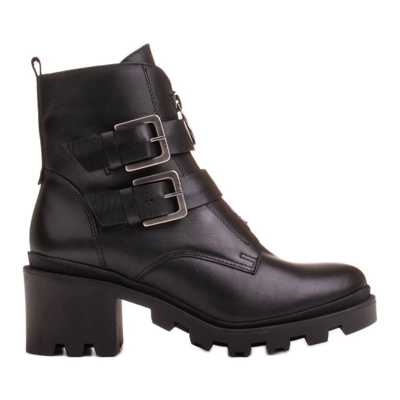 Marco Shoes Schwarze Lederstiefeletten mit dicker und leichter Sohle
