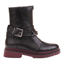 Marco Shoes Marco 1262B Damen Wanderschuhe mit Kette, Glany schwarz