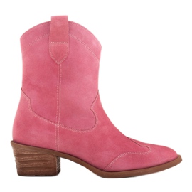Marco Shoes Pinke Cowboystiefel aus naturbelassenem Wildleder ohne Isolierung rosa