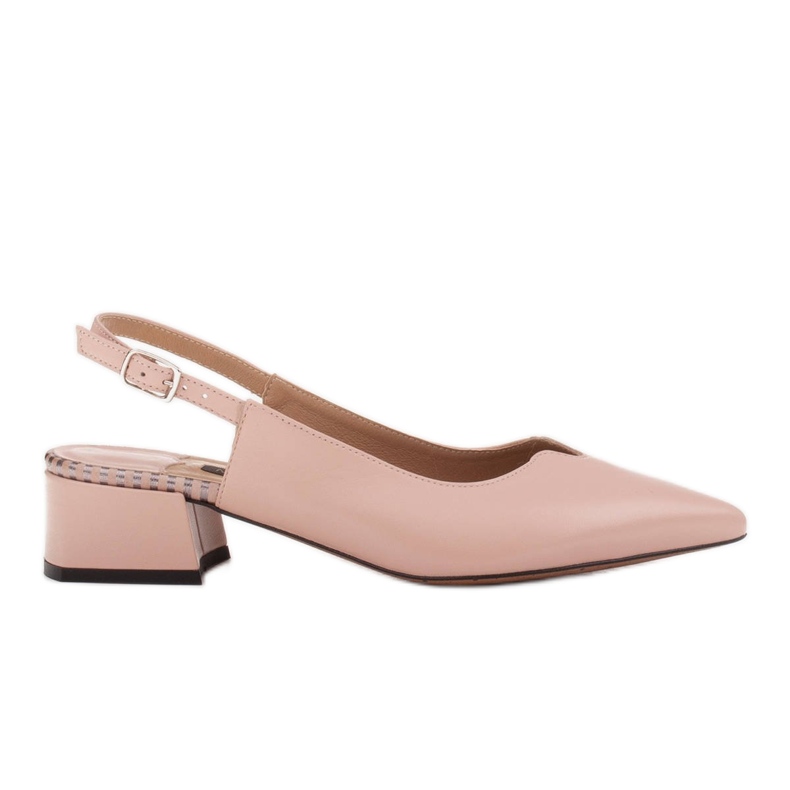 Marco Shoes Niedriger Pumps mit offenem Absatz aus zartem Naturleder rosa