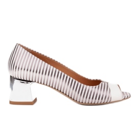 Marco Shoes Pumps mit offener Vorderseite, Chromabsatz silber-