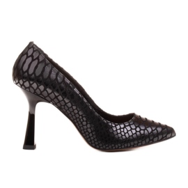 Marco Shoes Elegante Pumps aus Wildleder mit Schlangenmuster beschichtet schwarz