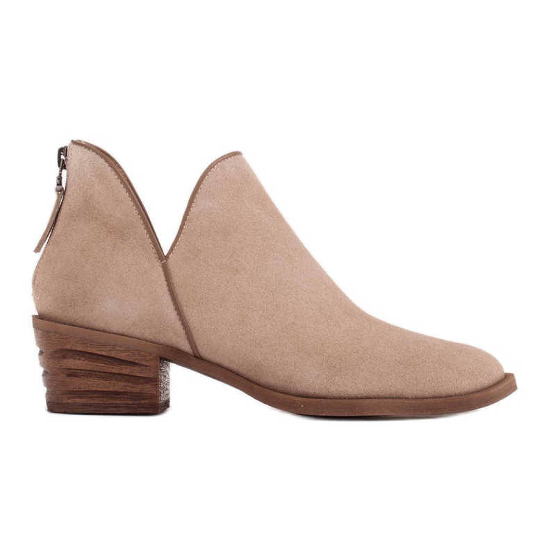 Marco Shoes Beige Stiefel aus naturbelassenem Wildleder mit V-Schnitt