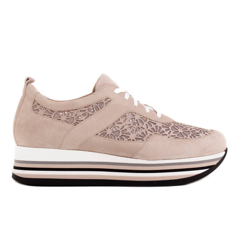 Marco Shoes Sneakers auf dicker Sohle mit atmungsaktivem Mesh beige