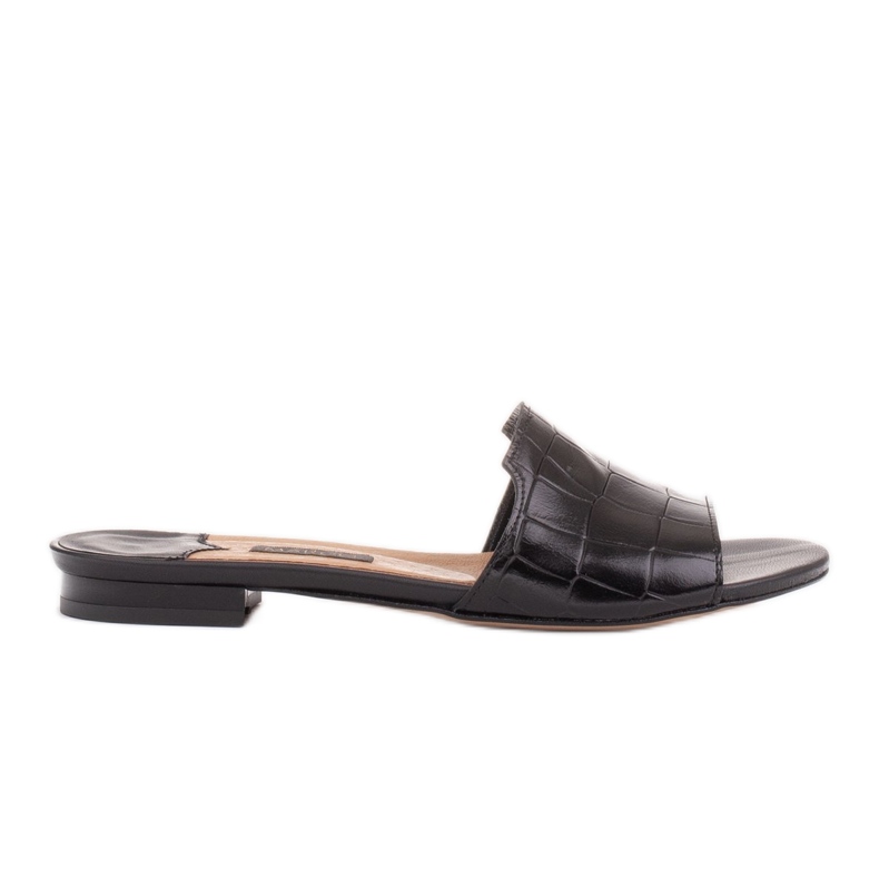 Marco Shoes Elegante schwarze Lederpantoffeln für Damen