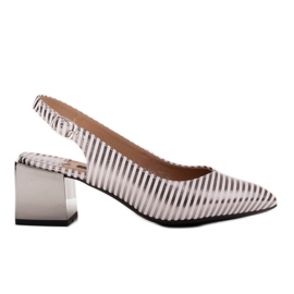 Marco Shoes Elegante Damenpumps mit Metallic-Streifen silber-