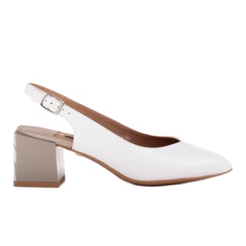 Marco Shoes Elegante Damenpumps mit Zebraabsatz weiß