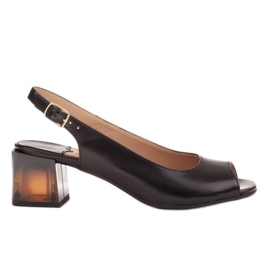 Marco Shoes Bequeme Damensandalen mit interessantem Absatz schwarz