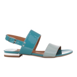 Marco Shoes Flache Sandalen mit Lack und Metallic-Absatz blau