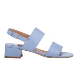 Marco Shoes Cinta Sandalen mit lederbeschichtetem Absatz blau