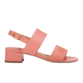 Marco Shoes Cinta Sandalen mit lederbeschichtetem Absatz rosa