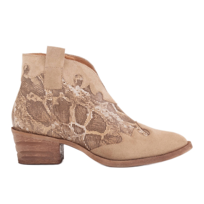 Marco Shoes Ungefütterte Stiefel mit Wildleder und gewellten Einsätzen beige