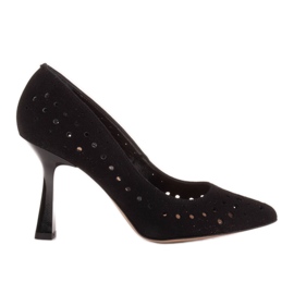 Marco Shoes Stilettos aus natürlichem Wildleder mit dekorativer Perforation schwarz