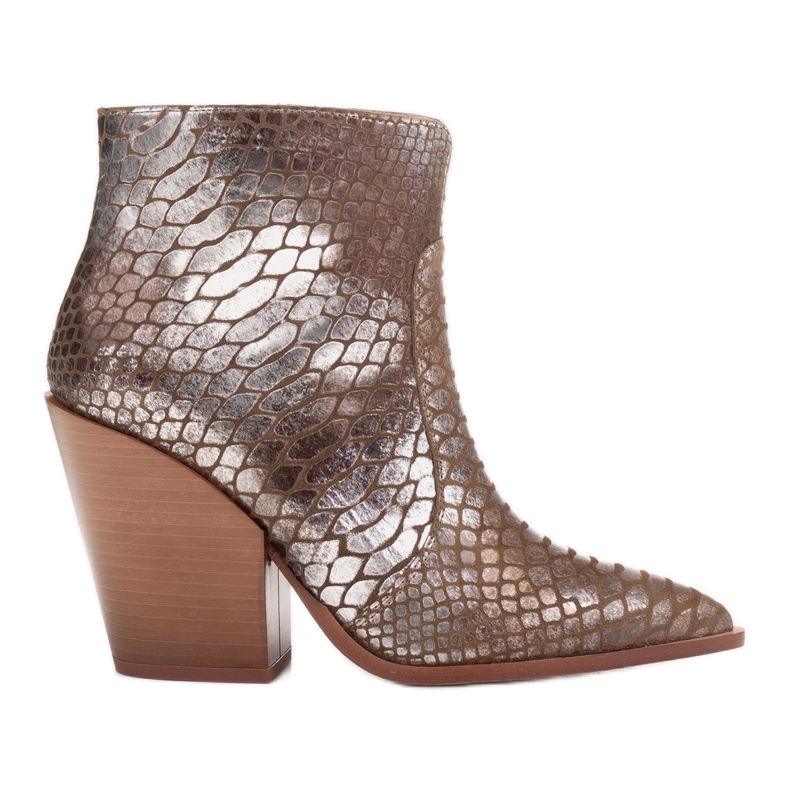 Marco Shoes Damen Cowboystiefel aus Naturleder silber-