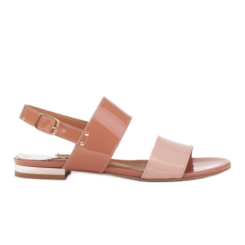 Marco Shoes Flache Sandalen mit Lack und Metallic-Absatz beige