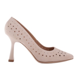 Marco Shoes Stilettos aus natürlichem Wildleder mit dekorativer Perforation beige