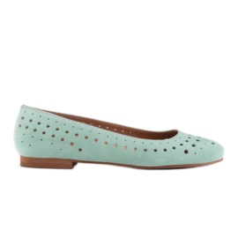 Marco Shoes Damenballerinas mit Perforation am Obermaterial grün