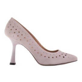 Marco Shoes Stilettos aus natürlichem Wildleder mit dekorativer Perforation grau