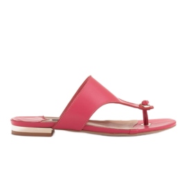 Marco Shoes Flache Flip-Flops aus Leder mit Metallic-Absatz rosa