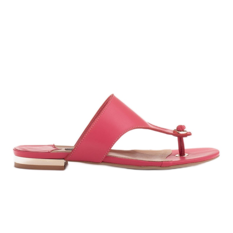 Marco Shoes Flache Flip-Flops aus Leder mit Metallic-Absatz rosa