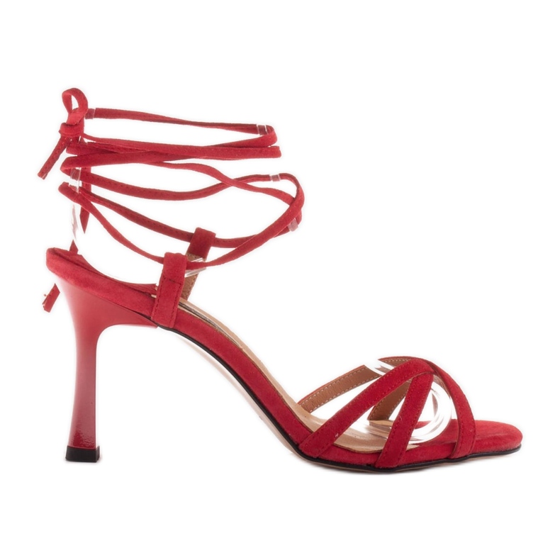 Marco Shoes Elegante Sandalen auf hohem Absatz mit gebundenem Riemen rot