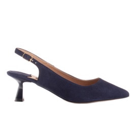 Marco Shoes Pumps aus zartem Wildleder mit Riemchen marineblau