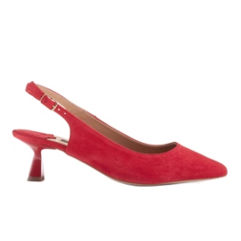 Marco Shoes Pumps aus zartem Wildleder mit Riemchen rot