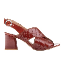 Marco Shoes Damen Ledersandalen aus Leder mit geschnittenen Streifen braun