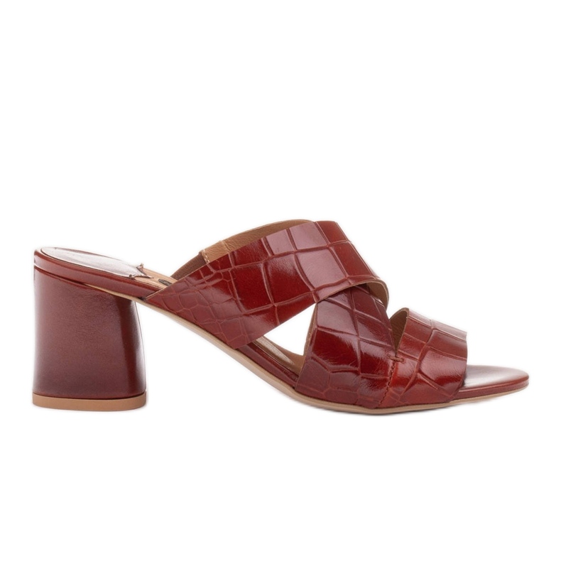 Marco Shoes Damen Lederpantoffeln aus Leder mit geschnittenen Streifen rot