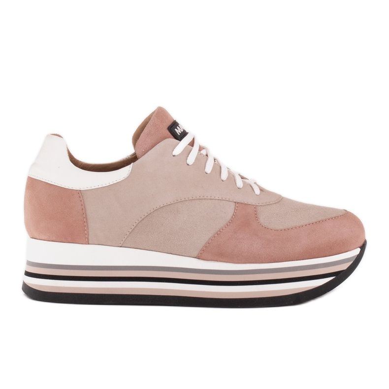 Marco Shoes Sneakers auf dicker Sohle aus Naturleder beige