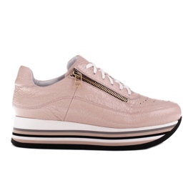 Marco Shoes Sneakers auf dicker Sohle aus Naturleder rosa