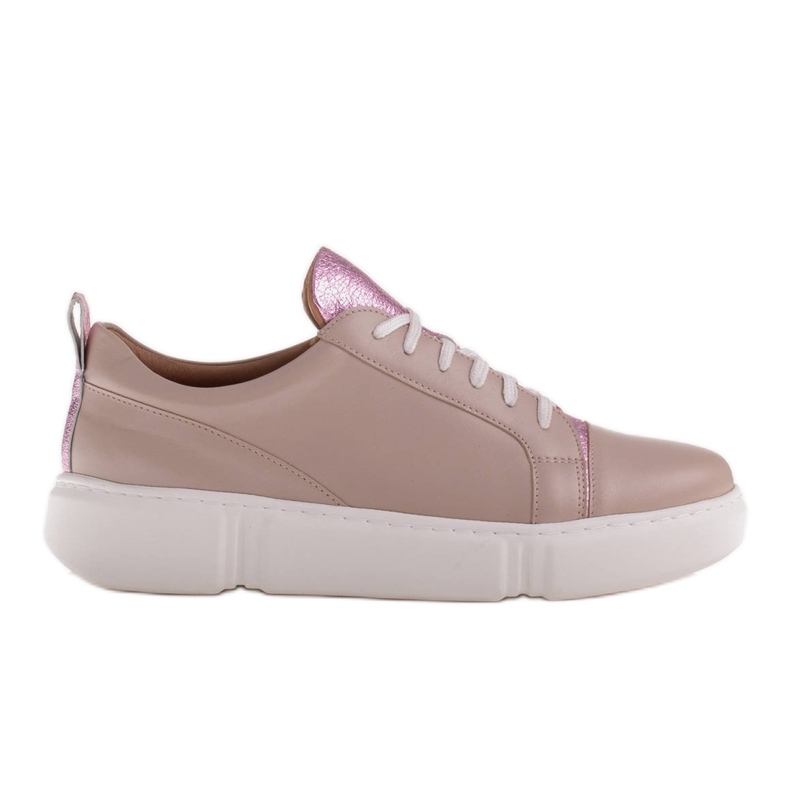 Marco Shoes Beige Sneaker mit rosa Einsatz