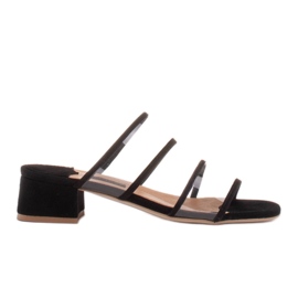 Marco Shoes Damenhausschuhe mit durchscheinenden Streifen schwarz