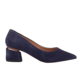 Marco Shoes Pumps aus naturbelassenem Wildleder mit silbernem Detail an der Ferse blau