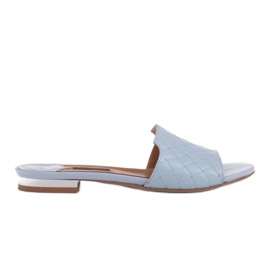 Marco Shoes Elegante Damenhausschuhe aus geprägtem Leder blau