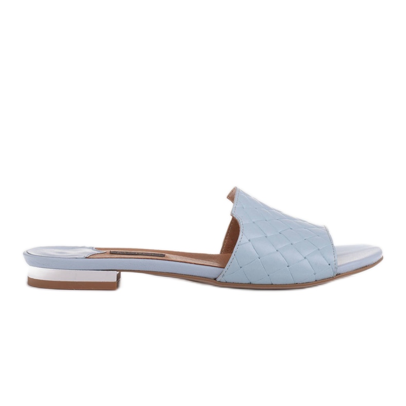 Marco Shoes Elegante Damenhausschuhe aus geprägtem Leder blau