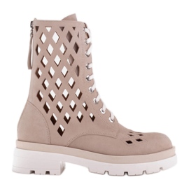 Marco Shoes Veloursstiefel mit Perforation beige