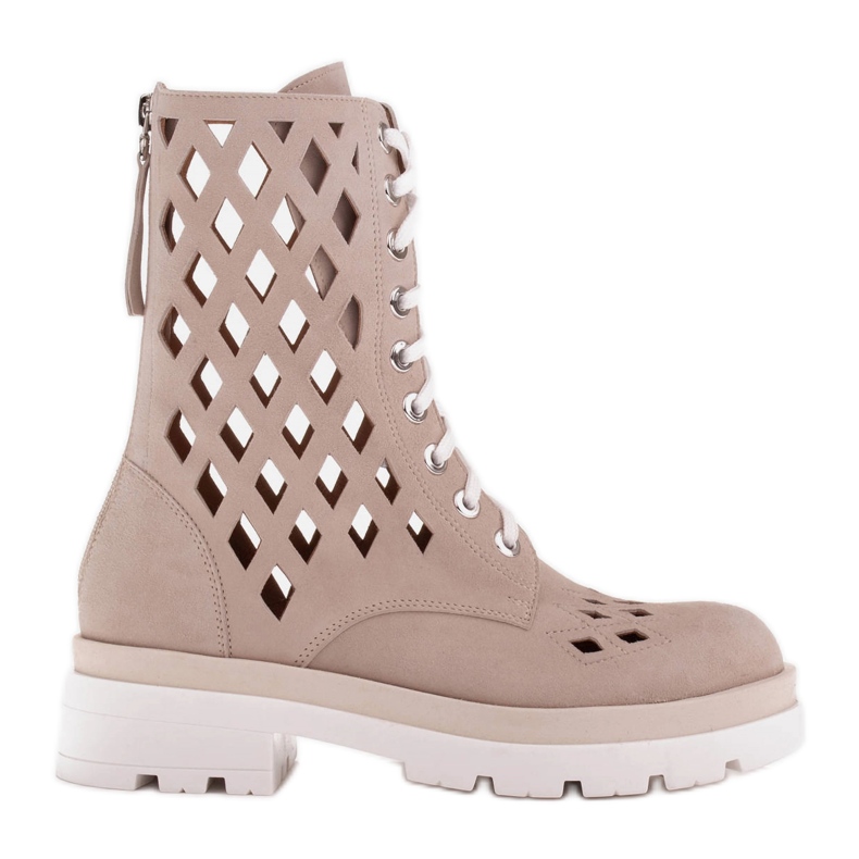 Marco Shoes Veloursstiefel mit Perforation beige