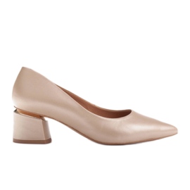 Marco Shoes Pumps aus echtem Leder mit silbernem Fersendetail beige